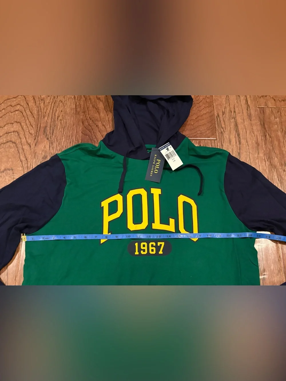 Polo Ralph Lauren Logo Color block Long Sleeve Hoodie Shirt Size Large NWT
